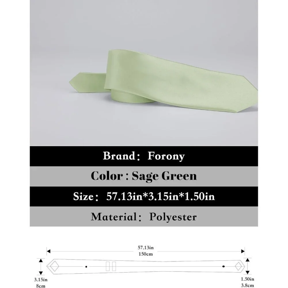 Men's Sage Green Solid Color 8 Cm (3.15in) Polyester Formal Neck Ties